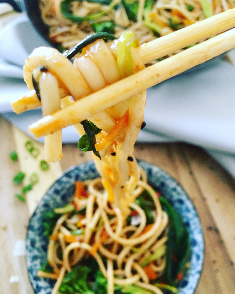 Udon noodles con vegetales al wok Delirios de Cocina