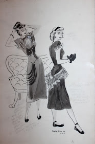 1947 Vintage dress sketches@eclecticredbarn