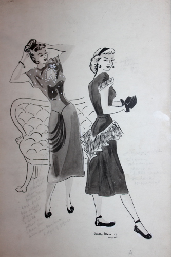 1947 Vintage dress sketches@eclecticredbarn