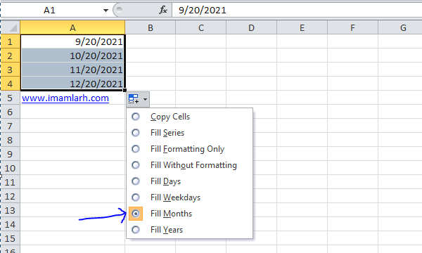 Cara Buat Daftar Tanggal, Bulan dan Tahun Berurutan di Ms Excel
