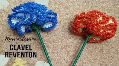 Aplique de Flor Clavel a Crochet