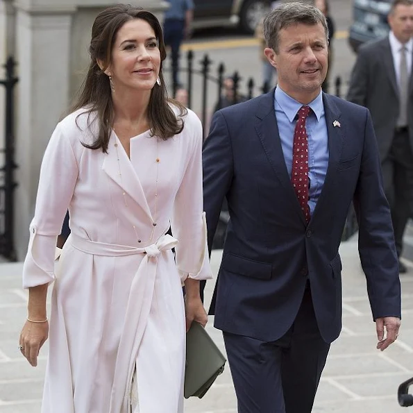 Crown princess Mary wore Christian Louboutin Python Pumps, new dress, dresscoat clutch bag