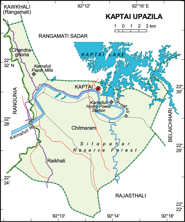 Kaptai Upazila Map Rangamati District Bangladesh