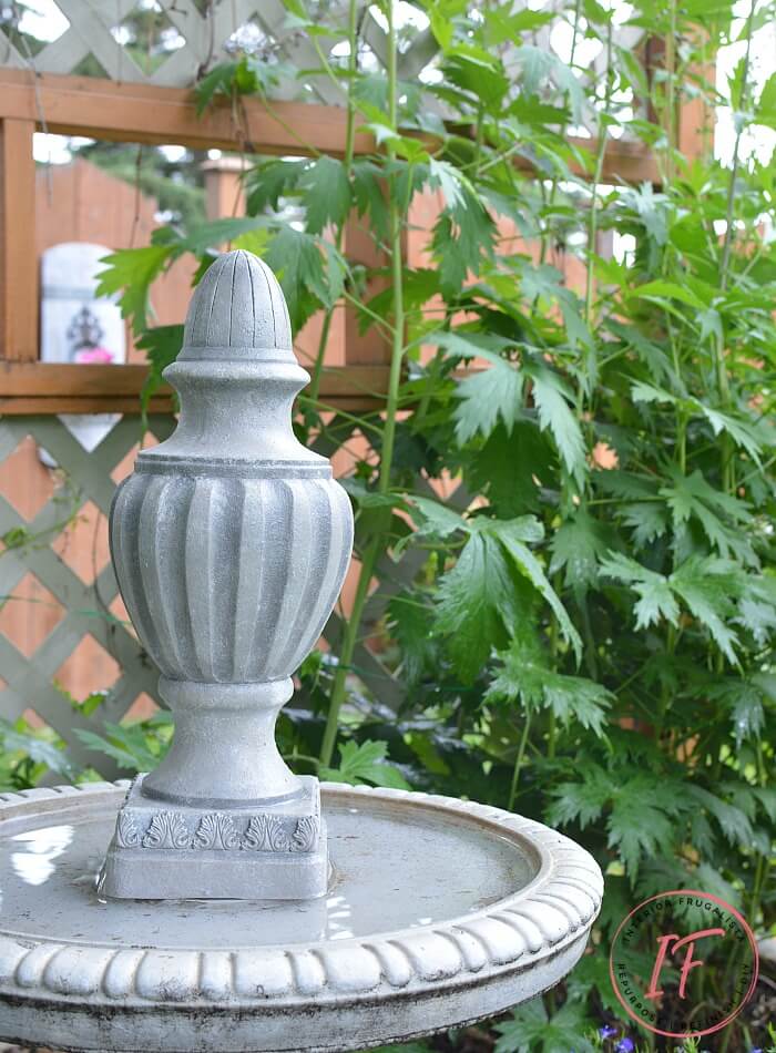 DIY Faux Concrete Bird Bath Finial Interior Frugalista