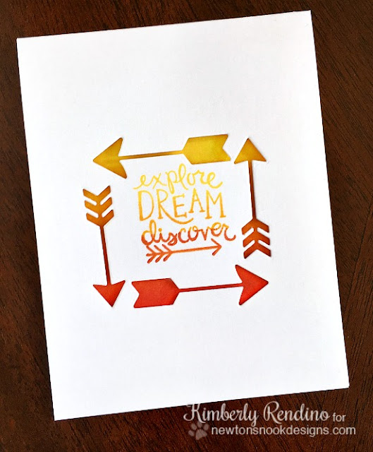 handmade card | paper craft | clear stamps | newton's nook | kimpletekreativity.blogspot.com | arrows | dream | ink blending | negative die cutting