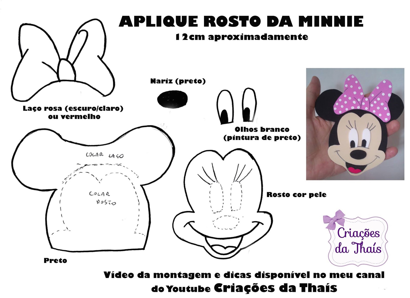criações da thaís molde grátis cabeça da minnie