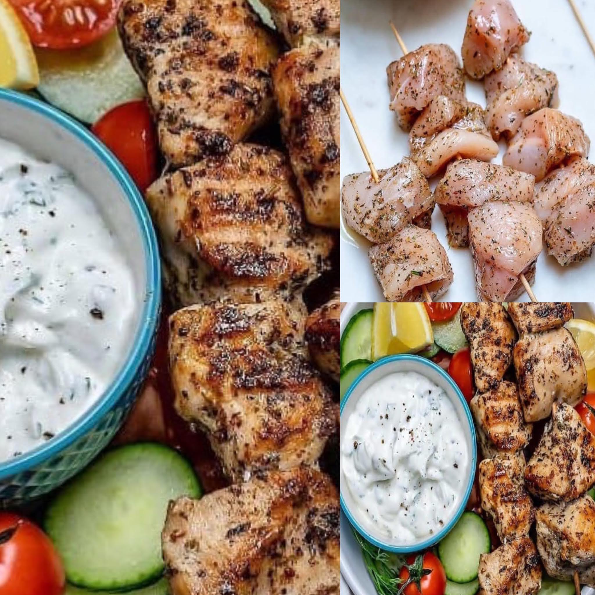 Grilled Chicken Skewers and Homemade Tzatziki