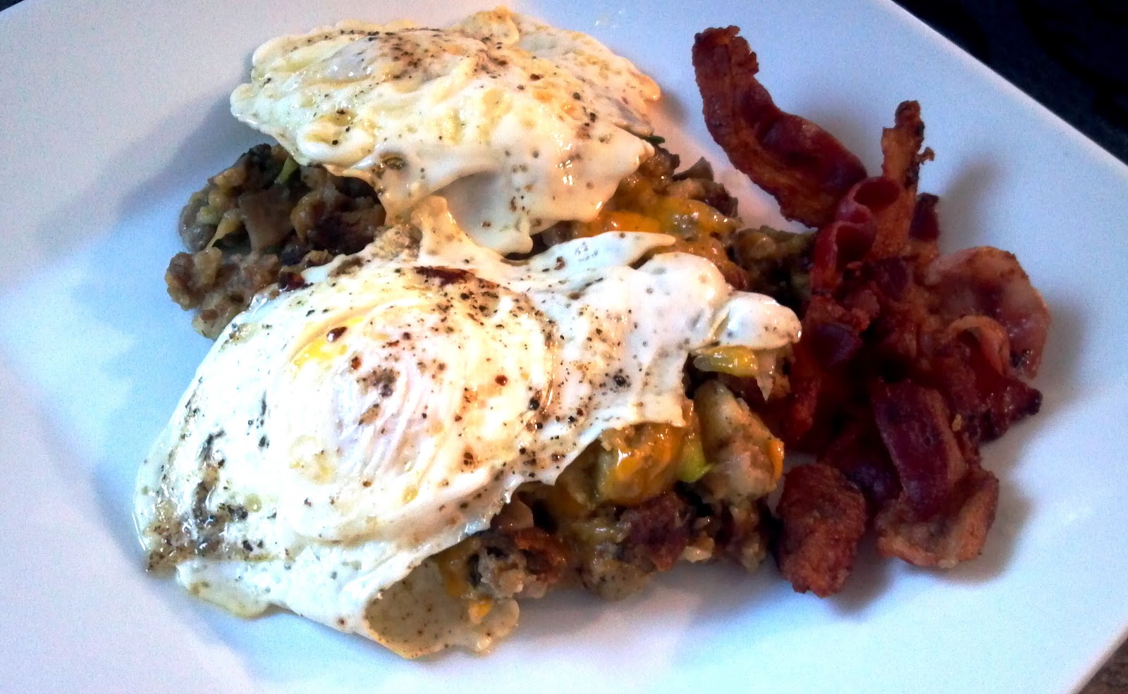 Rebecca's Amazing Creations Eggs and Leftover Stuffing Hash