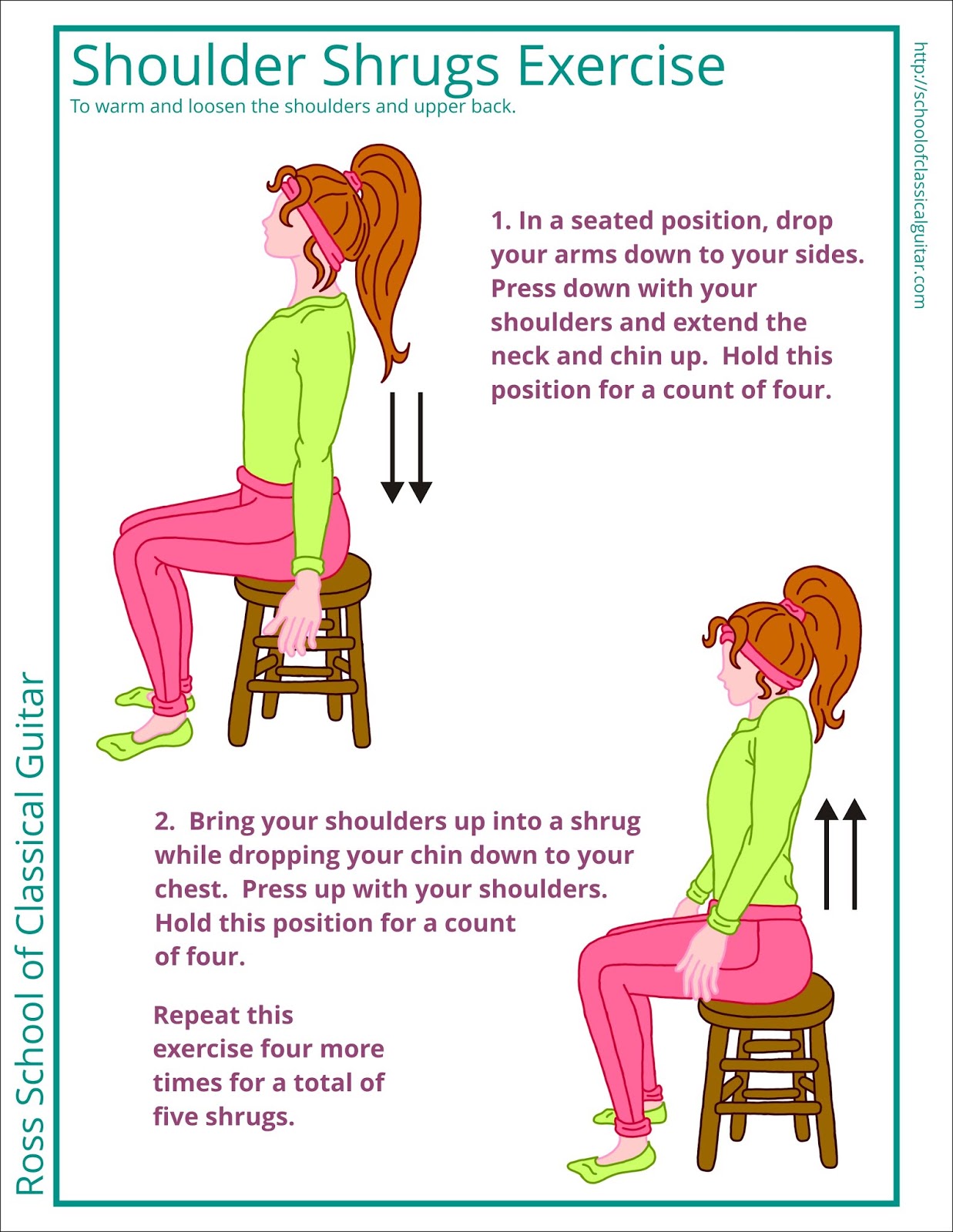 Ross School of Classical Guitar Shoulder Shrugs Guitar Player Back and