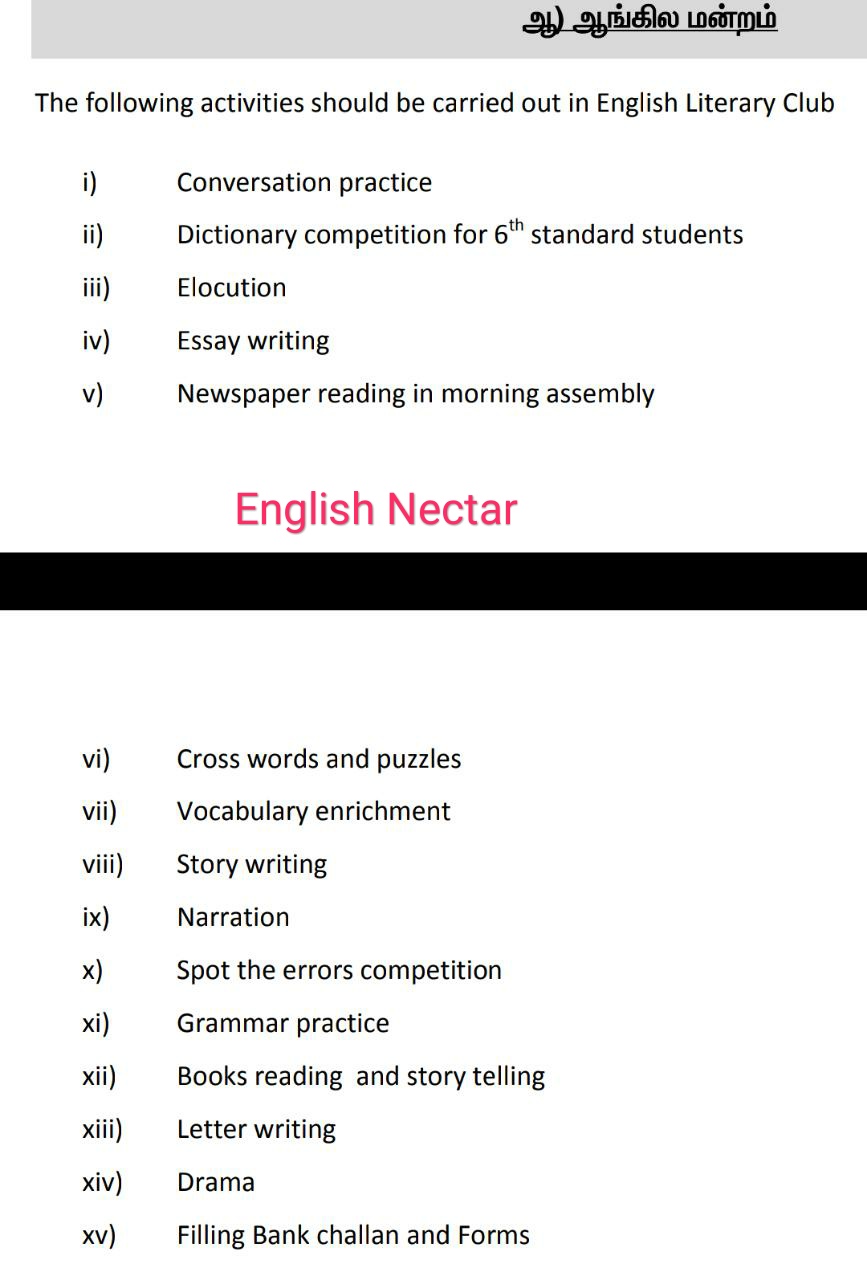 English Nectar: Literary Club Activities in Topics
