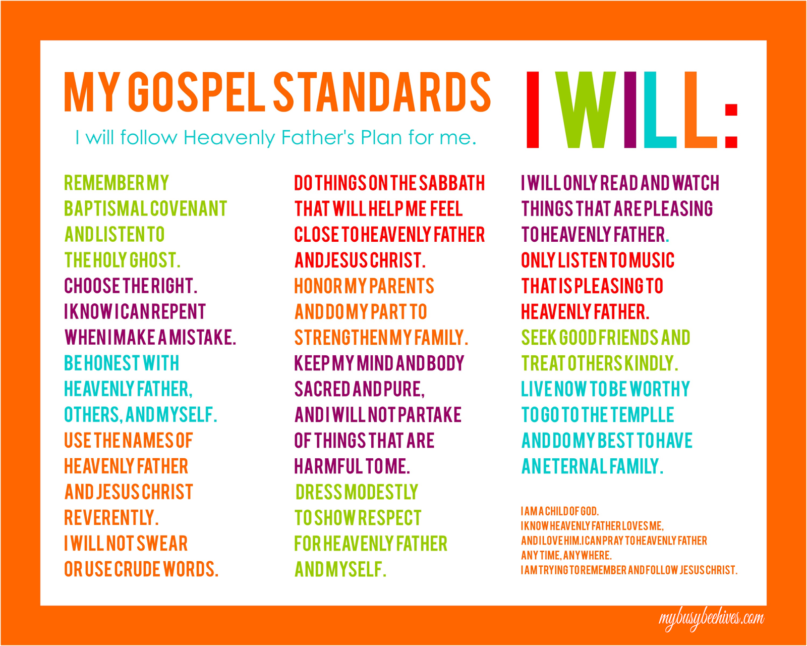 My Busy Beehives... My Gospel Standards Poster