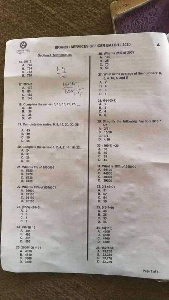 Meezan bank assessment test image