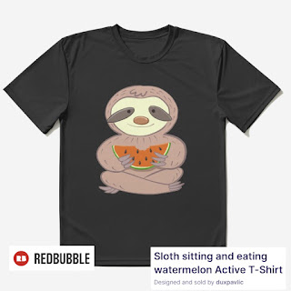 Dusan Pavlic's Illustrations: Sloth sitting and eating watermelon ...
