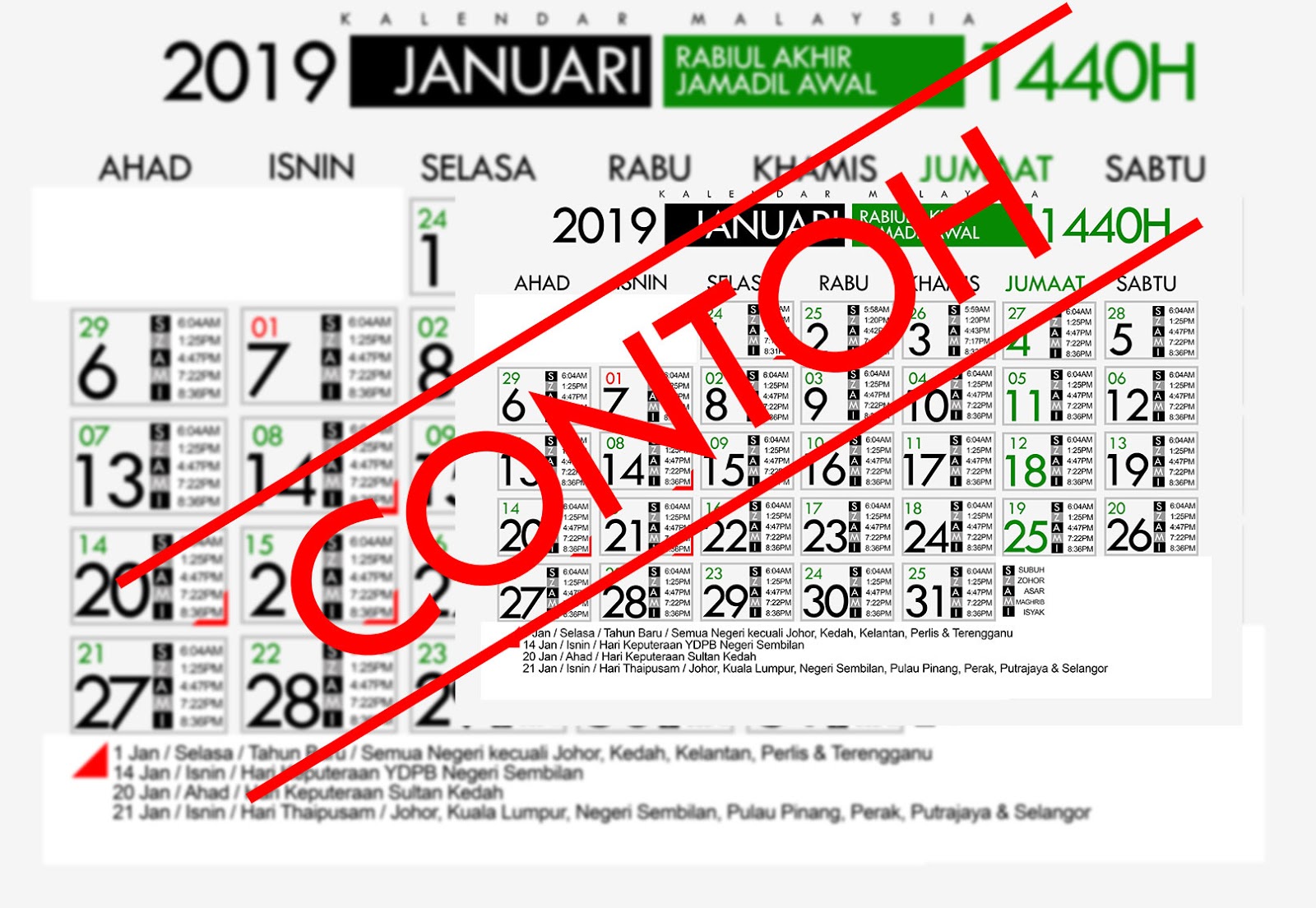 Kalendar Dengan Jadual Waktu Solat  Kalendar Islam Malaysia