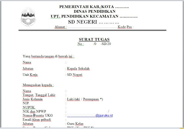 Surat Tugas Guru Kelas Tinggiguru Kelas Bawah Sebagai