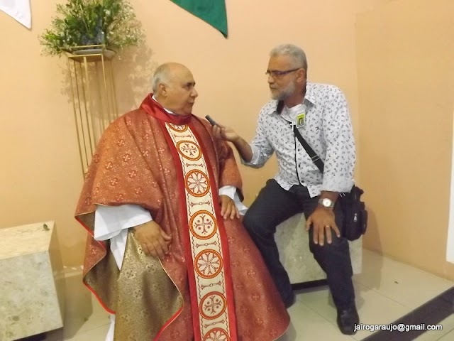 Padre Bianchi Xavier e Banda Musical de Caraúbas na festa de São Cristóvão 