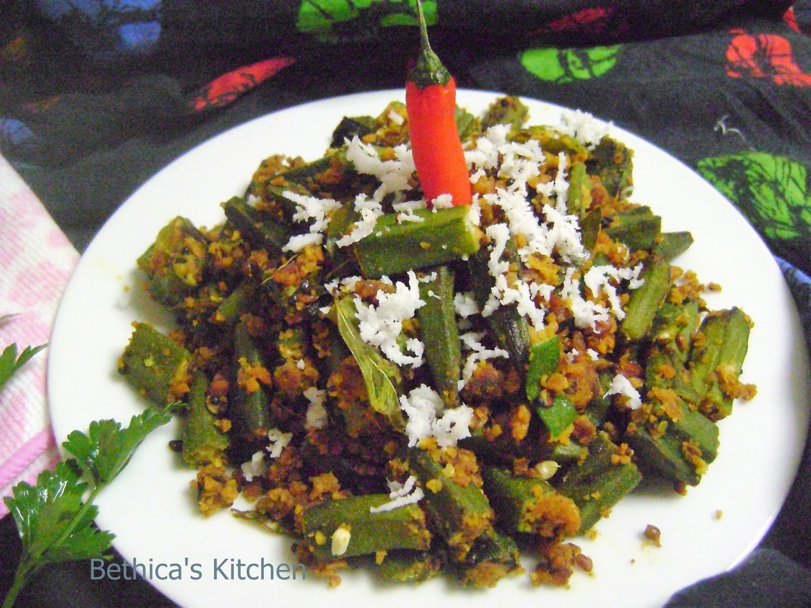 Bethica's Kitchen Flavours Okra Paruppu Usili (Okra & Lentil Scrambled