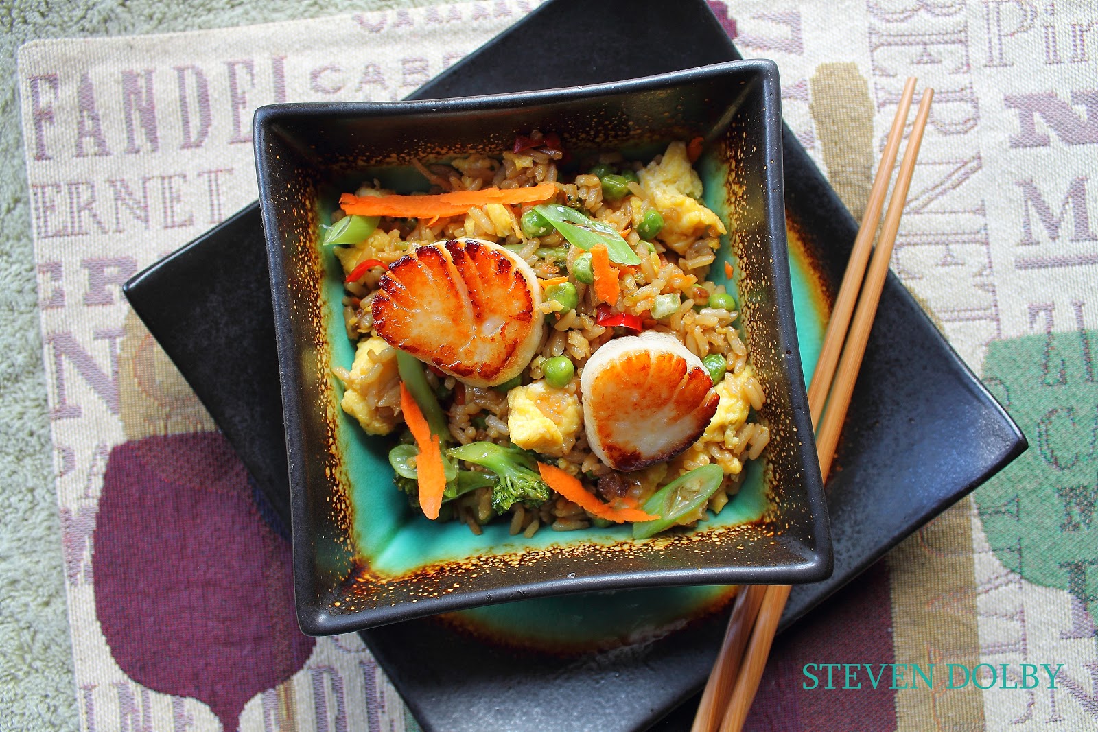 Egg Fried Rice with Sautéed scallops by Steven Dolby