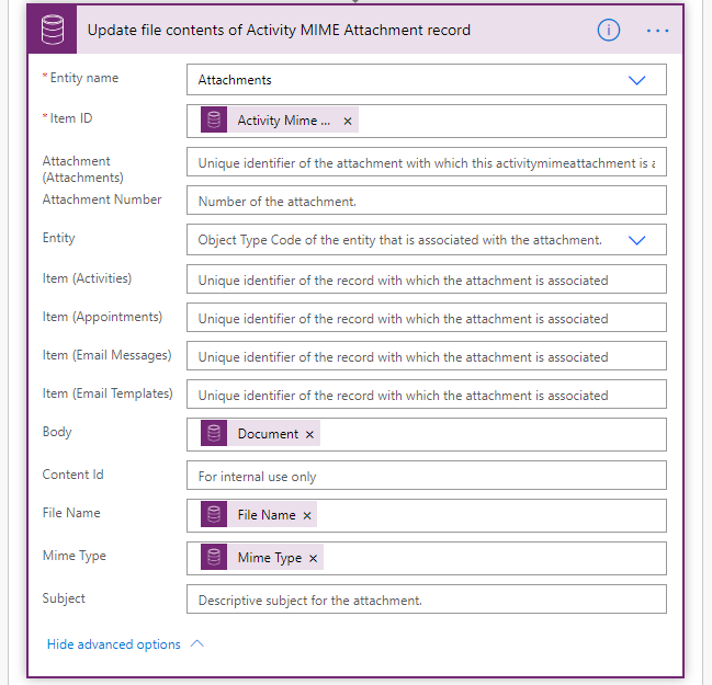 6. Update the Attachment record from the step above with file content from the Note attachment