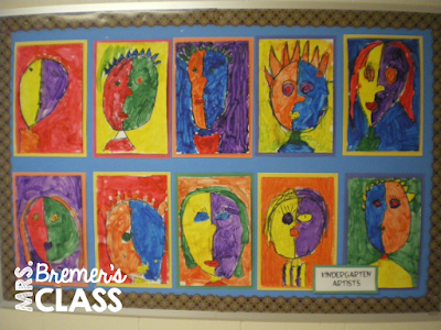 Art activities that show feelings...in Picasso's style! #kindergarten #1stgrade #kindergartenart #1stgradeart