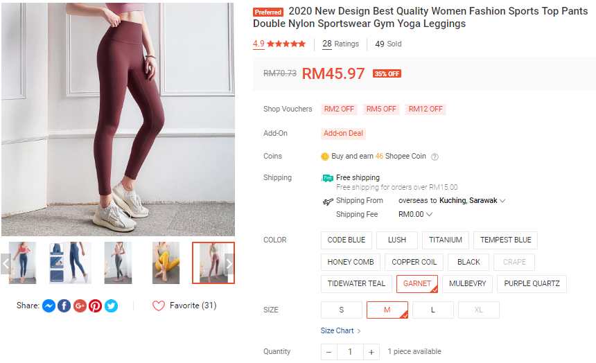 Malaysian Beauty Haul: [Shopee Leggings Review] yuanjiasport.my Shopee ...