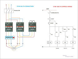 delta star control connection diagram power motor circuit timer nc