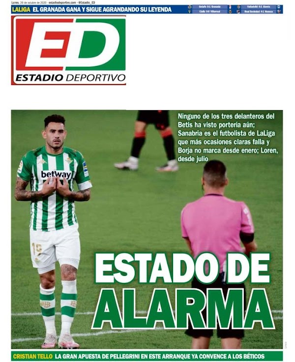 Betis, Estadio Deportivo: "Estado de alarma"