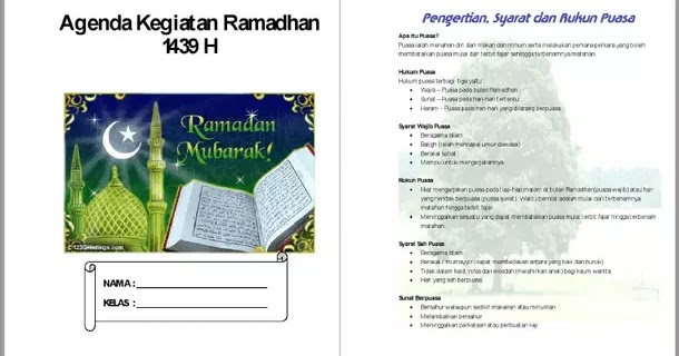 Contoh Buku Agenda Kegiatan Siswa Di Bulan Ramadhan Berkas Edukasi