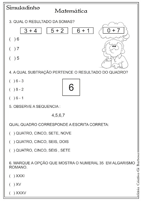 Simuladinho Português e Matemática 1° Ano