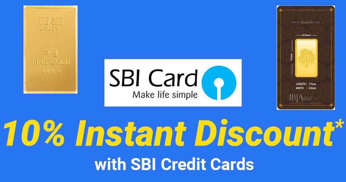 10 Instant Discount on Gold Coins & Bars with SBI Credit Cards