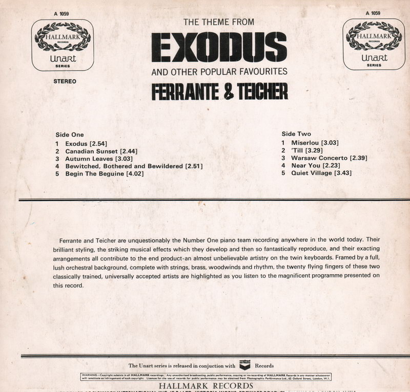 ENTRE MUSICA FERRANTE & TEICHER Exodus (1965)
