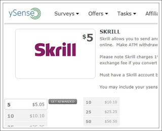YSense: receber dinheiro conta Skrill