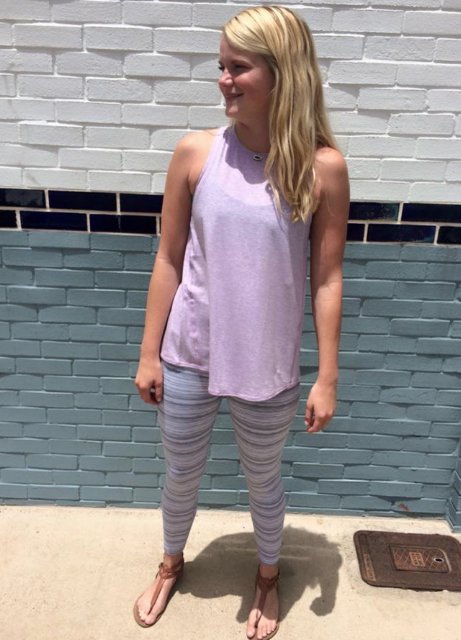 Lululemon Cyber Stripe White High Times Pant, All Tied Up Tank