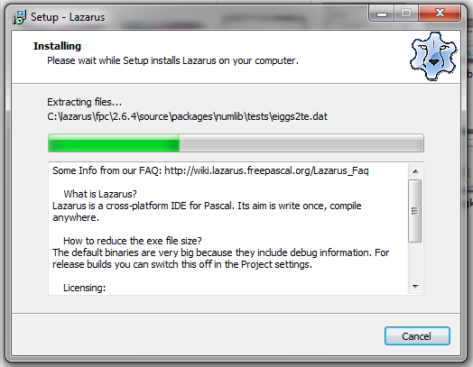 proses instalasi lazarus