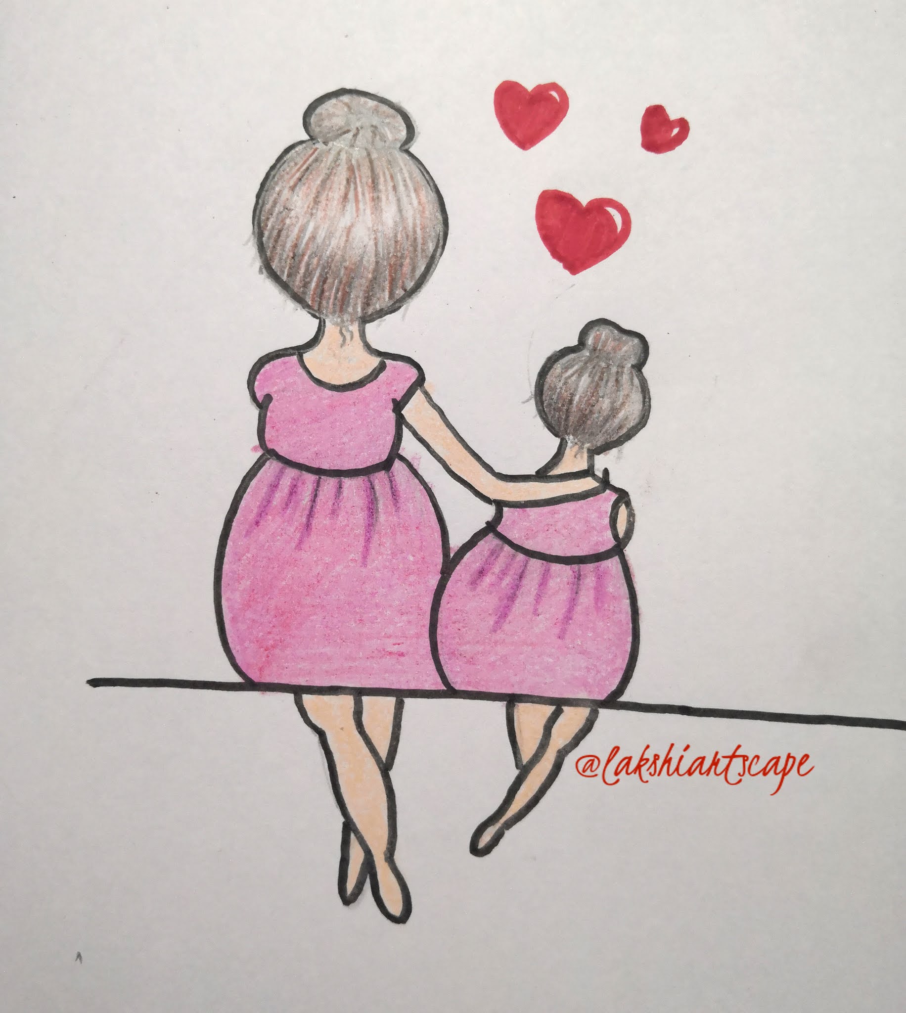 How to draw Mother and Daughter