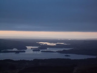 View from Thur mountain of sunrise over lough MacNean