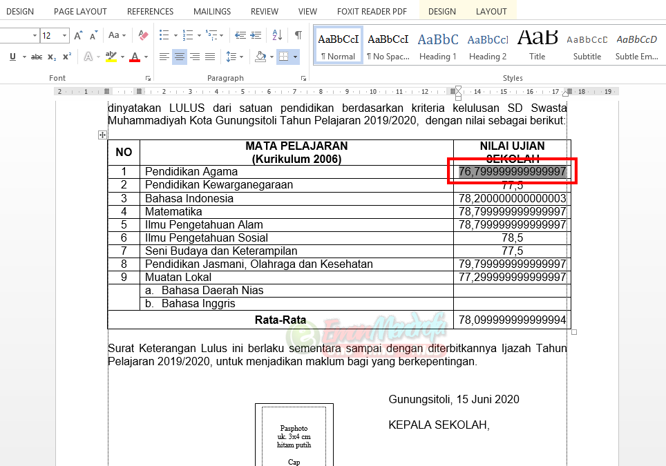 Tips Memperbaiki Pembulatan Angka Desimal dan Format Tanggal Pada Mail Merge Word - Eman Mendrofa
