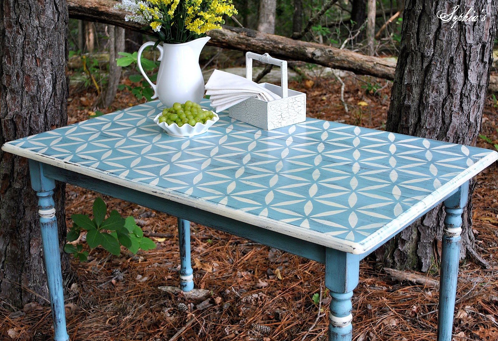 Stenciled Farm Table