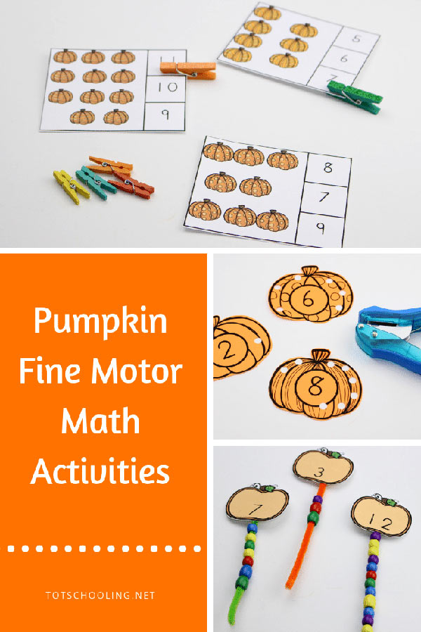 FREE printable Pumpkin-themed fine motor activities that practice counting and numbers to 25. Perfect Fall preschool activity that also works on fine motor skills!