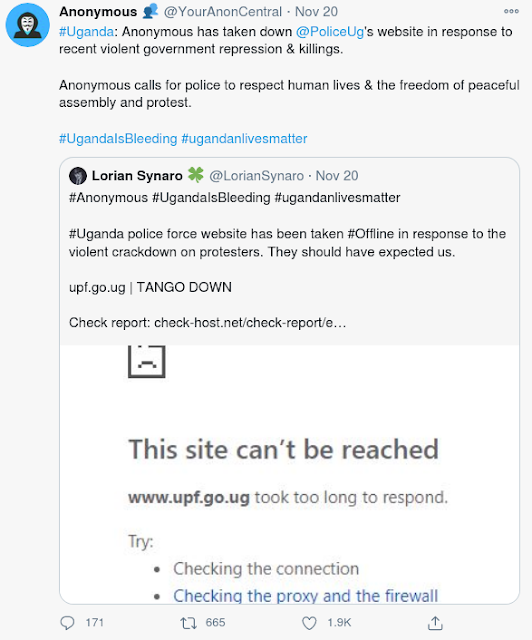 Anonymous hacker tweets on cyberattack on Uganda