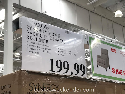 Deal for the Synergy Home Fabric Pushback Recliner at Costco