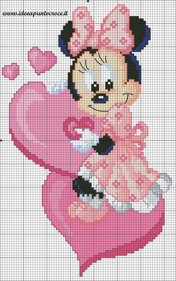 Minnie Em Ponto Cruz Pequena Dinha Ponto Cruz: Minnie Mouse em ponto cruz