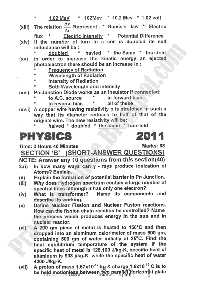 Physics-2011-five-year-paper-class-XII