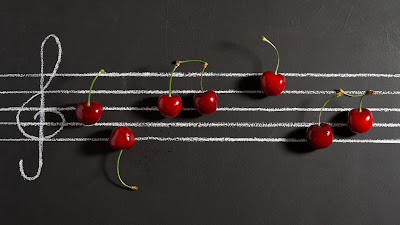 HD wallpaper cherries, notes, music, berries
