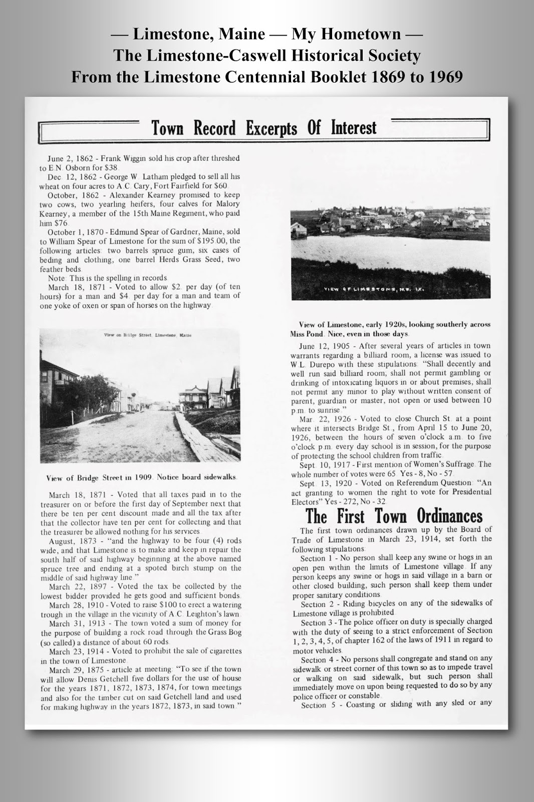 Limestone, Maine My Home Town History of Limestone, Maine 1869