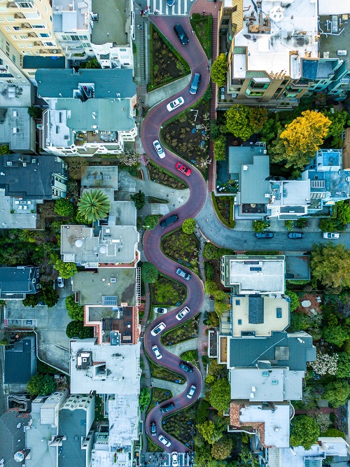 Lombard Street, San Francisco Known to be the Most Crooked Street in