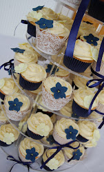 navy cupcake yellow cakes tower paper