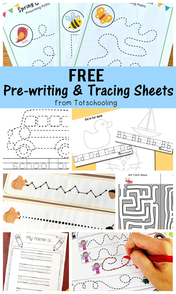 FREE Pre-Writing & Tracing Sheets for Kids  Totschooling - Toddler,  Preschool, Kindergarten Educational Printables