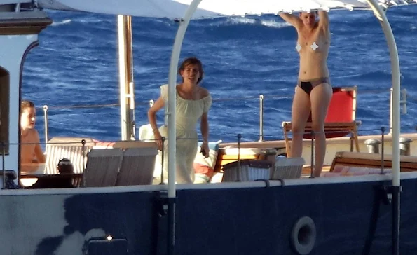 Charlotte Casiraghi was spotted hanging out with her friends on the family yacht, the Pacha III.