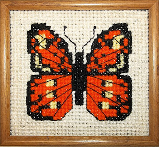 Butterfly, cross-stitch on canvas